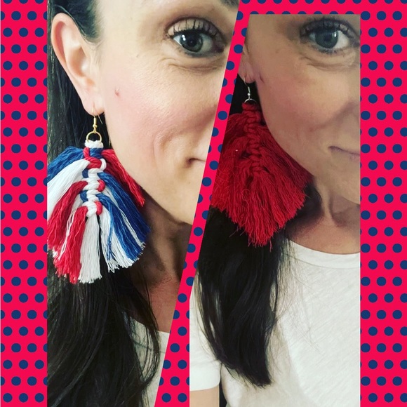 Handcrafted Macrame Feathered Earrings Multiple Colors - Picture 3 of 10